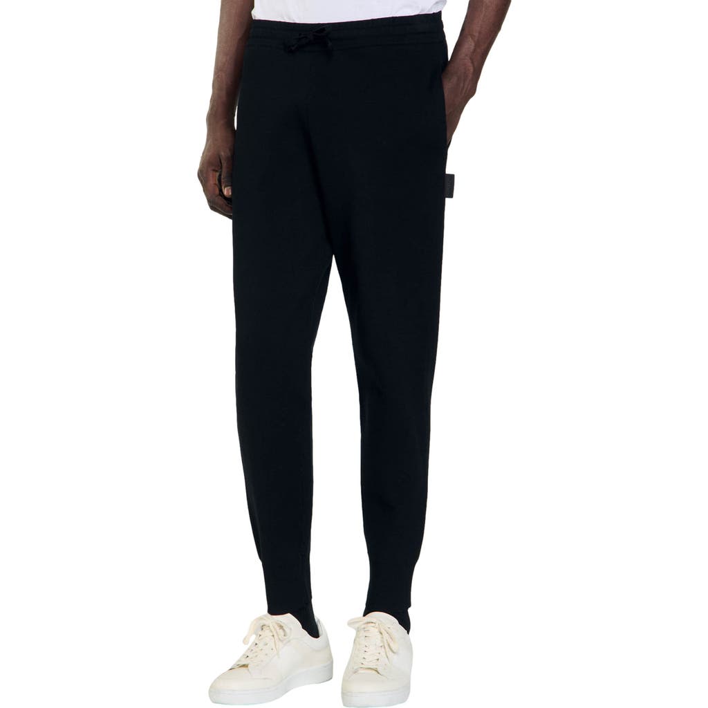 Sandro Drawstring Fine-knit Track Pants In Black