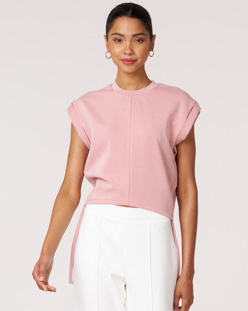 Rebody Active Nadine Scuba Shirring Top In Pink