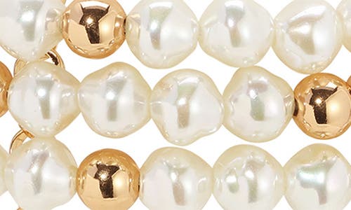 Ettika Cultured Freshwater Pearl Beaded Triple Layer Choker Necklace In Gold