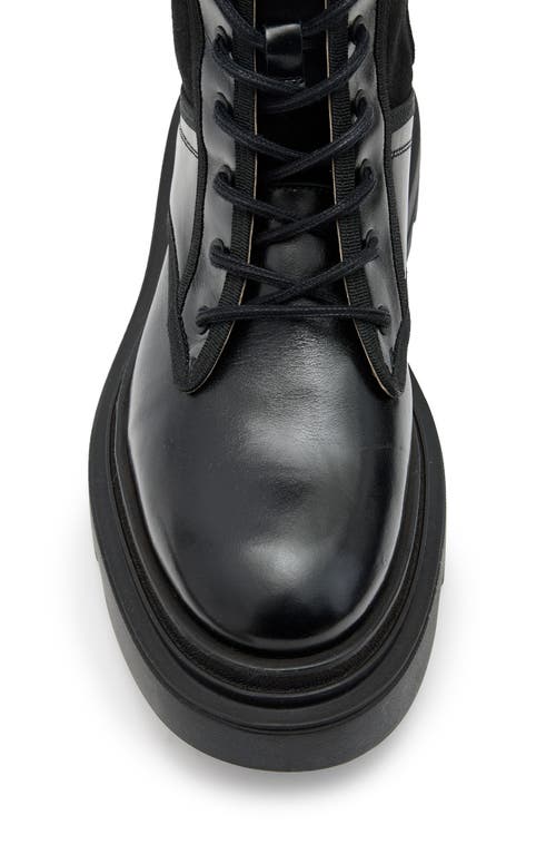 Shop Allsaints Alexia Lug Sole Combat Boot In Black Shine