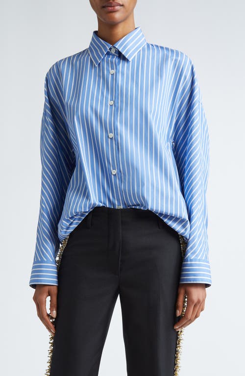 Dries Van Noten Oversize Stripe Button-Up Cocoon Shirt at Nordstrom,