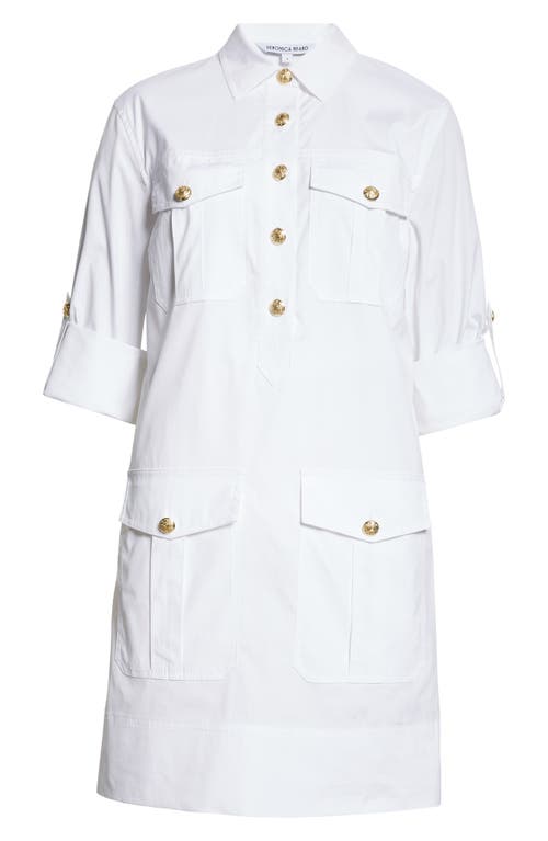 Shop Veronica Beard Saude Long Sleeve Cargo Shirtdress In White