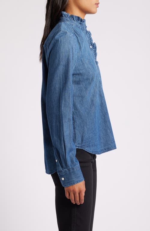 Caslonr Caslon(r) Ruffle Chambray Top In Dark Wash