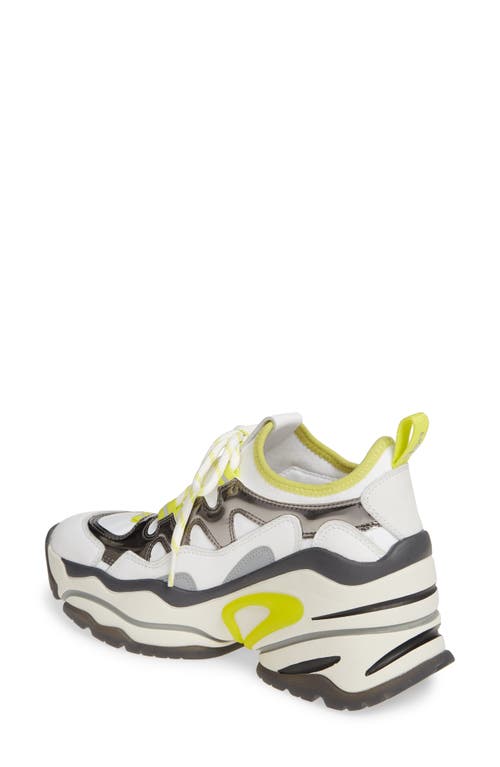 Shop Ash Bird Wedge Sneaker In White/metal/lime