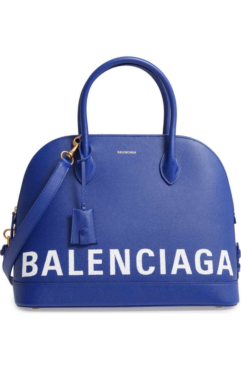 Balenciaga Ville Logo Leather Satchel, Main, color, 