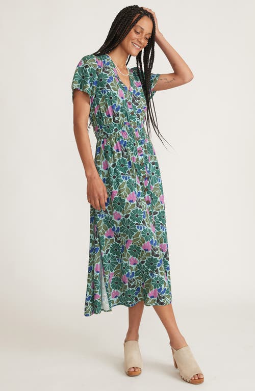 Shop Marine Layer Annika Floral Midi Dress In Cool Mexican Floral