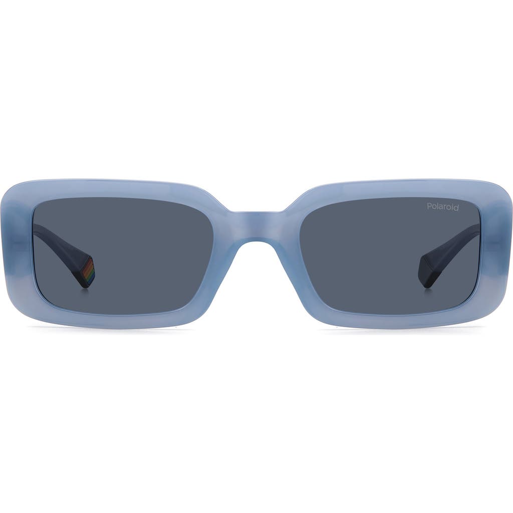 Polaroid 52mm Polarized Rectangular Sunglasses In Azure/blue Polarized