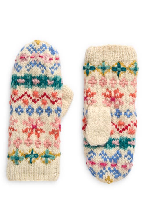 Shop French Knot River Hand Knit Wool Mittens In Natural