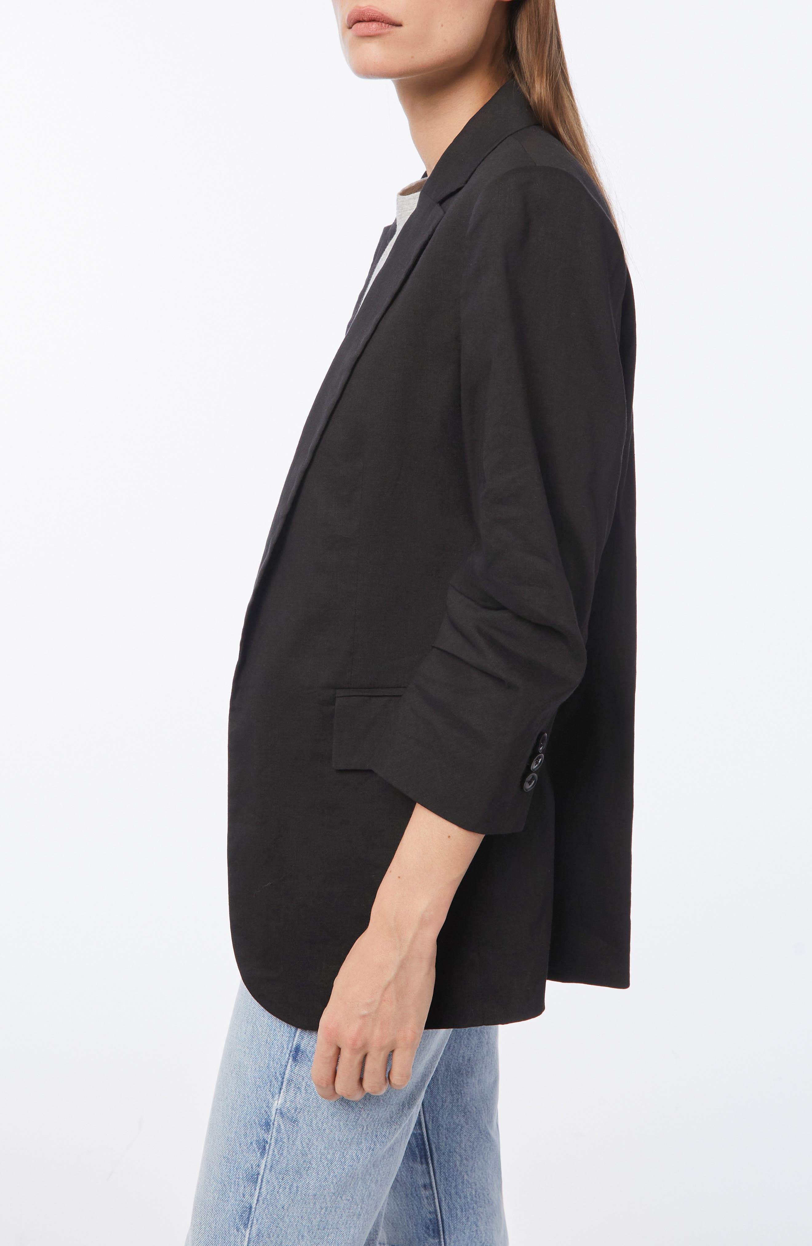 frame pleated boyfriend blazer