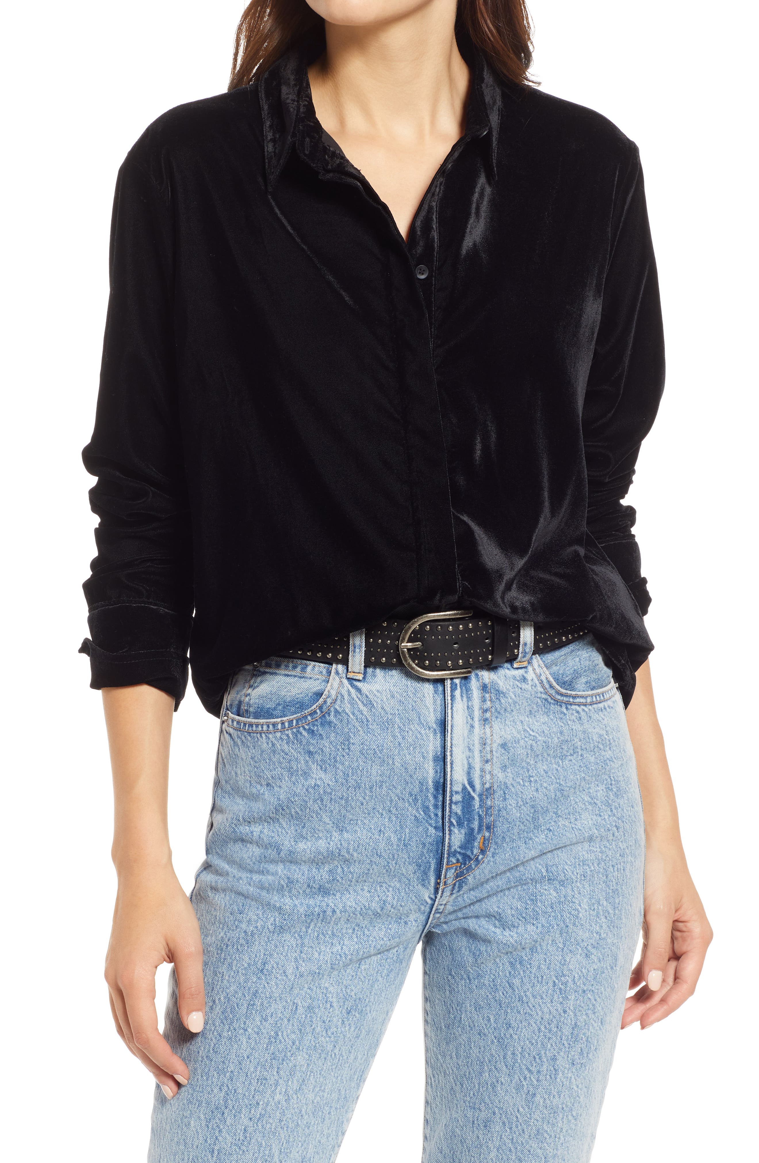 ladies velvet shirt