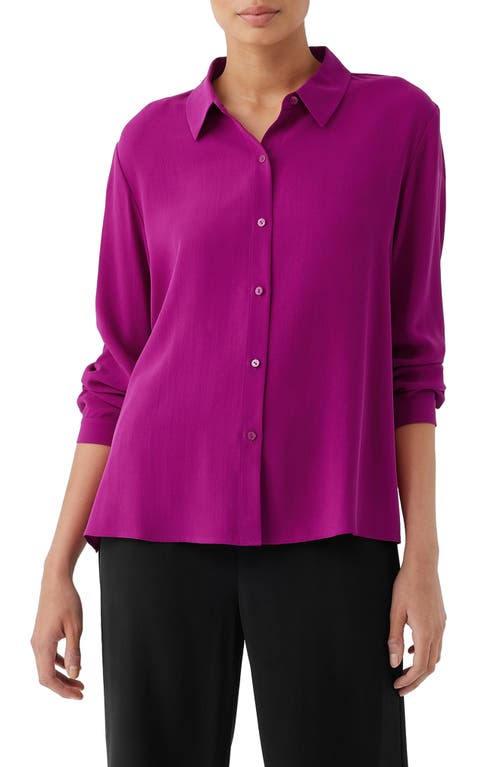 Eileen Fisher Classic Collar Easy Silk Button-Up Shirt at Nordstrom,