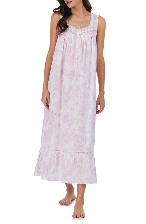 Sleeveless Cotton Ballet Nightgown in Pink Floral