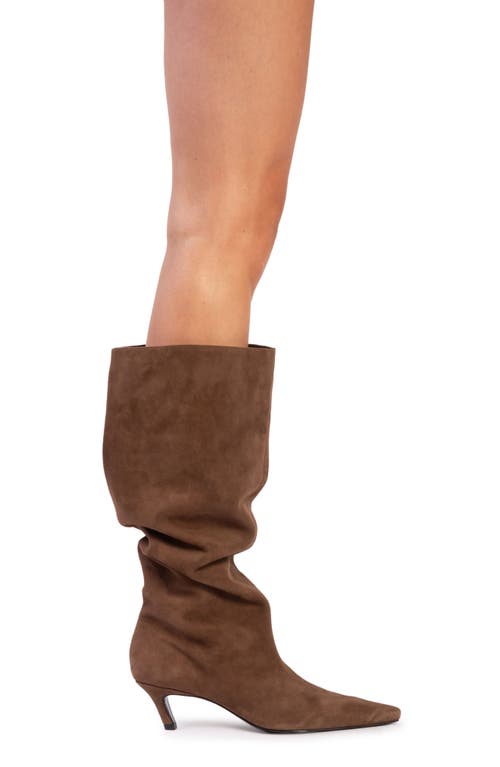 Black Suede Studio Stass Slouch Boot In Brown