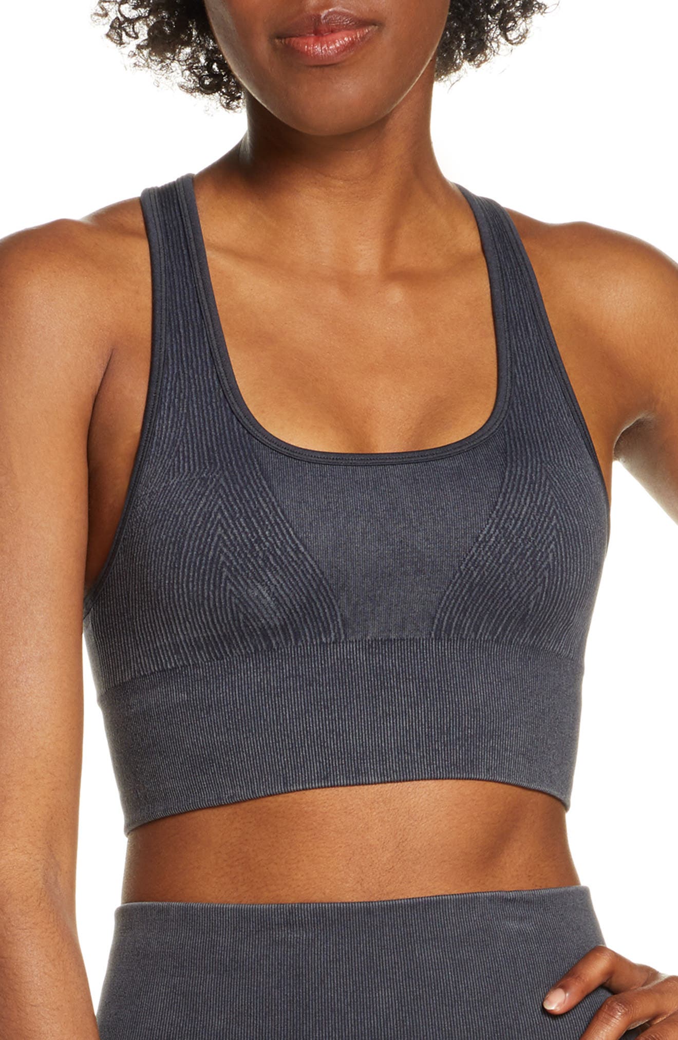 Soul By Soulcycle Miner Ribbed Seamless Longline Sports Bra, Black