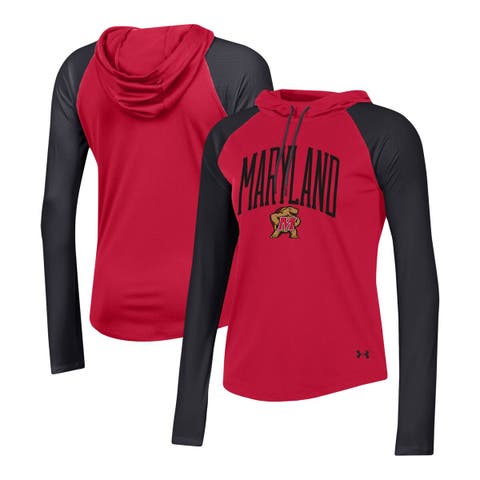 Maryland Terrapins Under Armour Women's Vault Cropped Long Sleeve T-Shirt -  Black