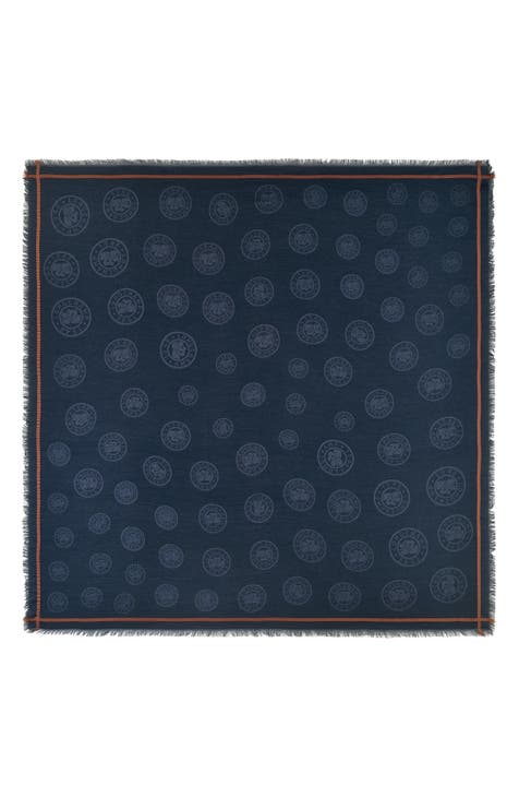 Louis Vuitton LV Medallion Scarf Blue Wool