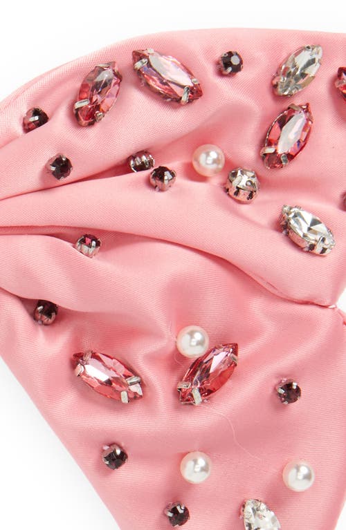 Shop Lele Sadoughi Crystal Cluster Bow Barrette In Rose