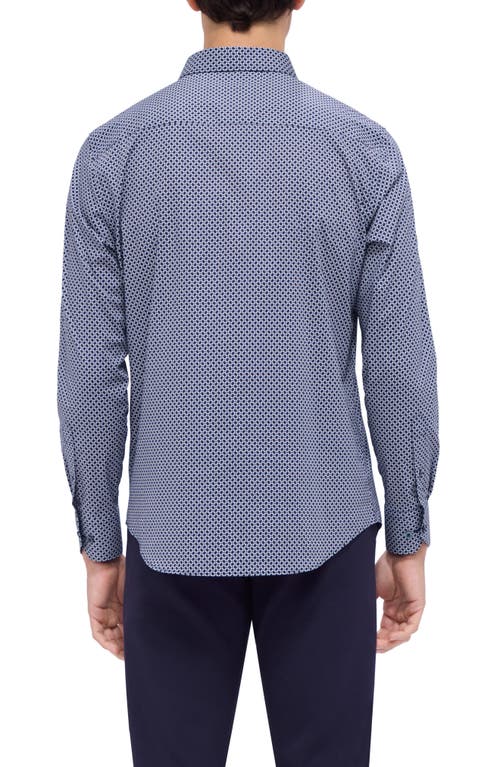 Bugatchi Axel Shaped Fit Geo Print Stretch Button-up Shirt In Navy