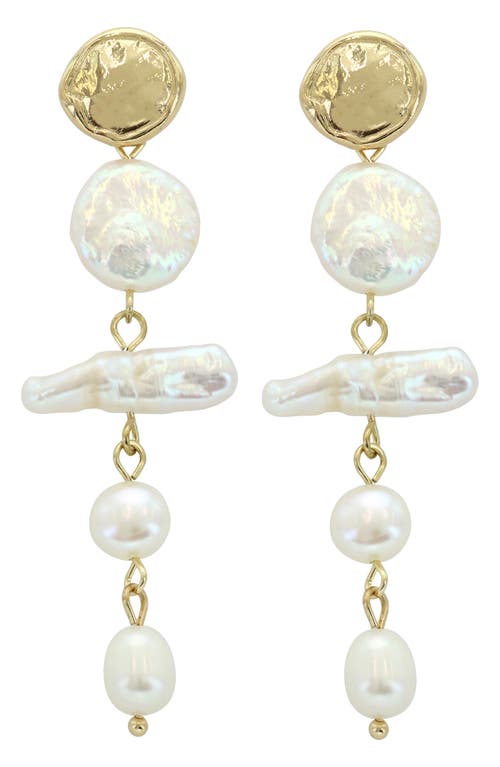 Panacea Imitation Pearl Linear Drop Earrings In Gold/white
