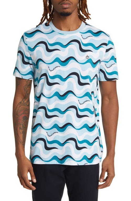 Original Penguin Wavy Pattern Graphic T-Shirt Cool Blue at Nordstrom,