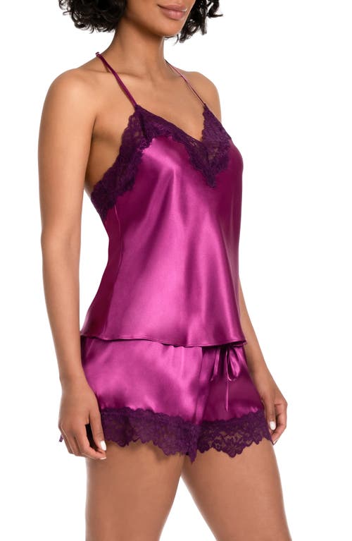 In Bloom By Jonquil Lace Trim Satin Short Pajamas In Fuchsia