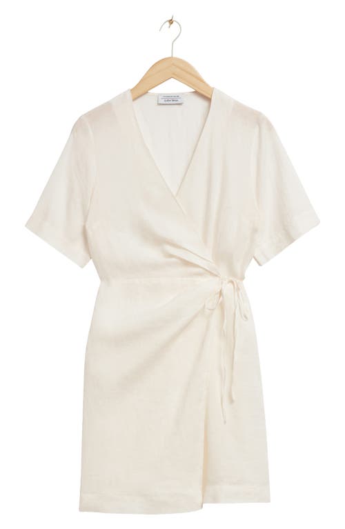 & Other Stories Solid Linen Wrap Dress in White