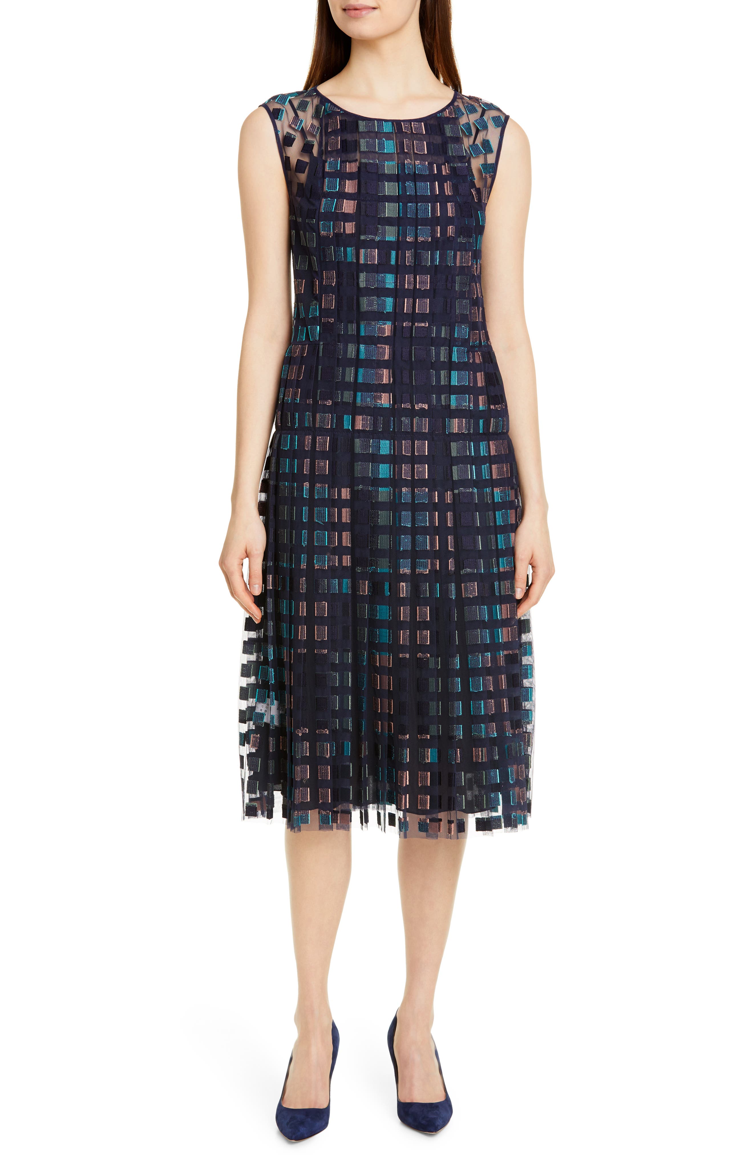 Boss Desqua Drop Waist Midi Dress, Blue