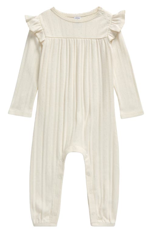 Shop Nordstrom Pointelle Ruffle Romper In Ivory Egret