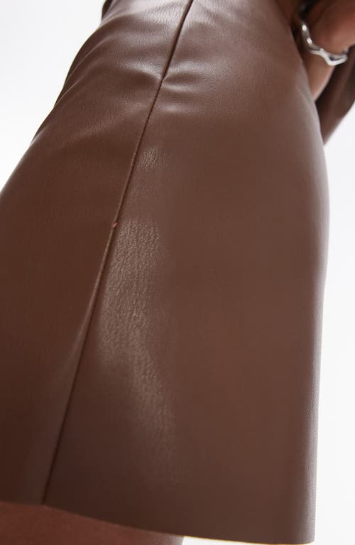 Shop Topshop Faux Leather Miniskirt In Chocolate