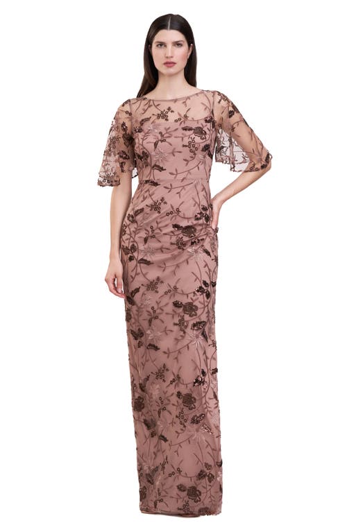 JS COLLECTIONS JS COLLECTIONS DAPHNE EMBROIDERED SEQUIN COLUMN GOWN