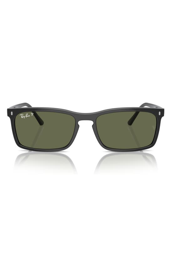 Ray Ban 59mm Polarized Rectangular Sunglasses In Black