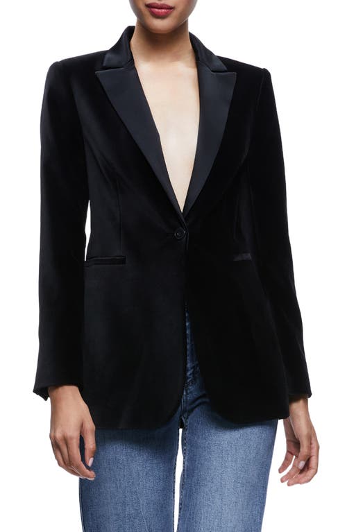 Alice + Olivia Breann Velvet Tuxedo Jacket in Black