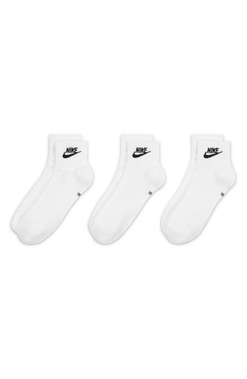 Nike Assorted 3-pack Dri-fit Essential Ankle Socks In White/black
