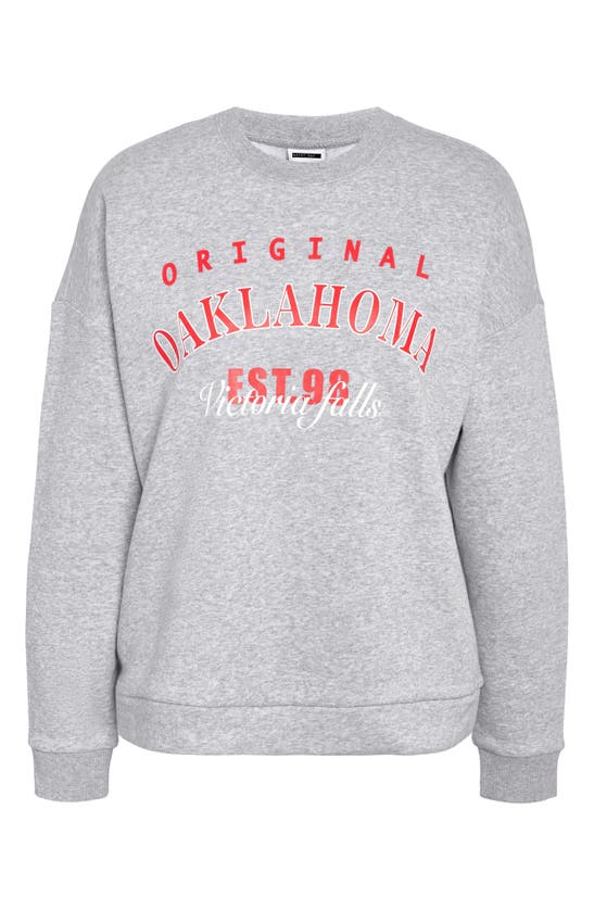 Shop Noisy May Arya Cotton Blend Graphic Sweatshirt In Lght Gry Oaklahoma Flame