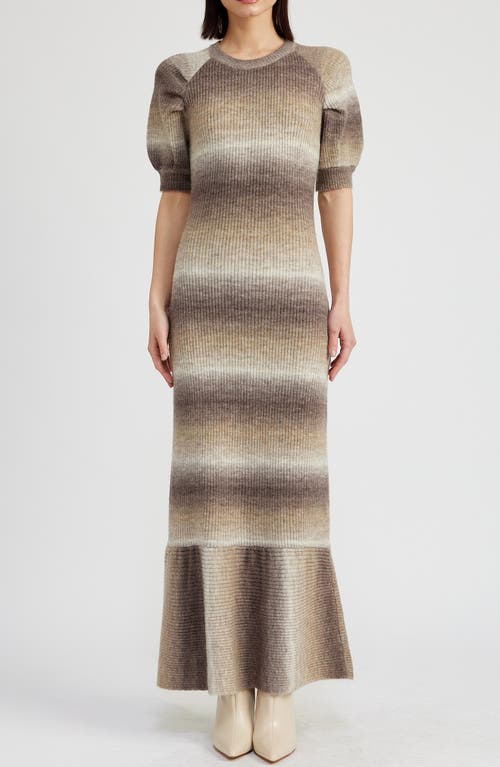 Shop En Saison Greer Ombré Short Sleeve Sweater Dress In Brown Ombre