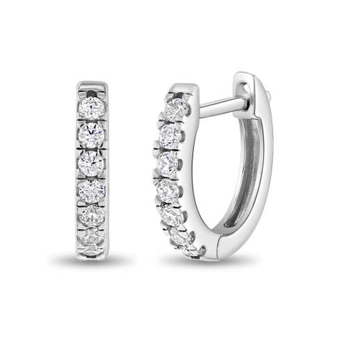 Shop In Season Jewelry Small Multi Clear Cubic Zirconia Huggie Earrings In Silver