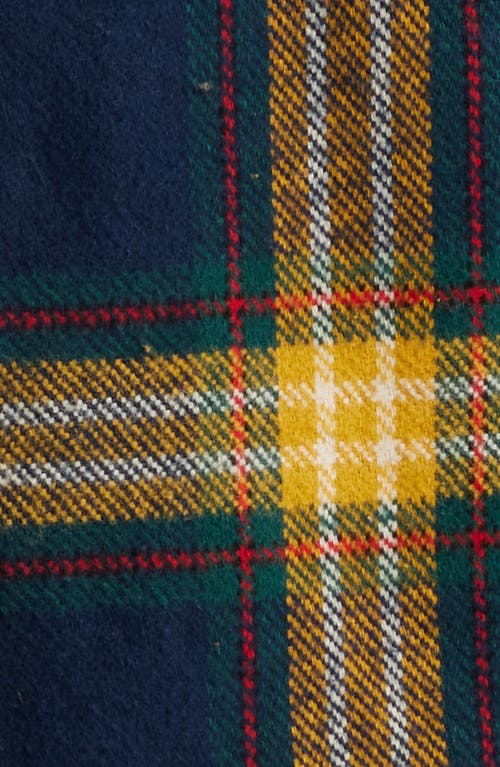 Schott Nyc Two-pocket Long Sleeve Flannel Button-up Shirt In Gold/navy