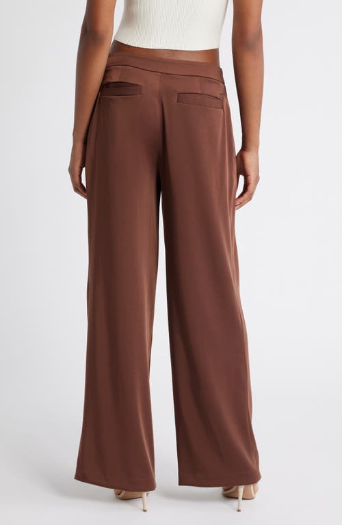 Mistress Rocks Pleated Wide Leg Pants In Cocoa