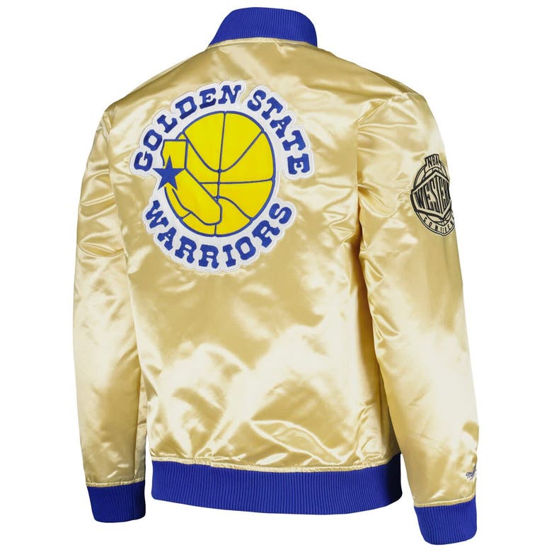 Shop Mitchell & Ness Gold Golden State Warriors Team Og 2.0 Vintage Logo Satin Full-zip Jacket