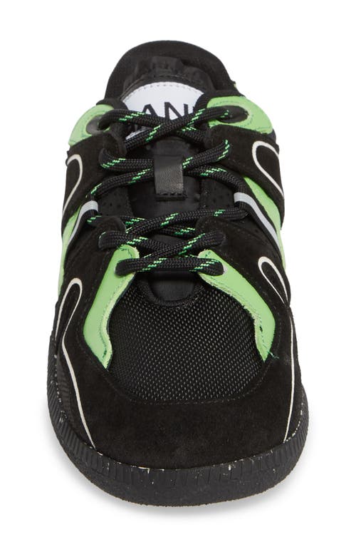 Shop Ganni Sporty Mix Retro Sneaker In Black/green