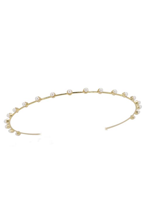 Brides & Hairpins Jayla Imitation Pearl Headband in Gold