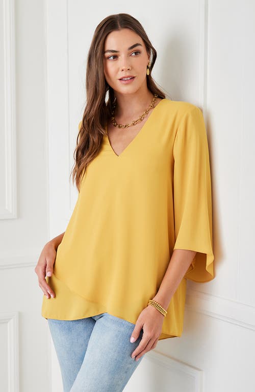 Shop Karen Kane Asymmetrical Crepe Top In Mustard