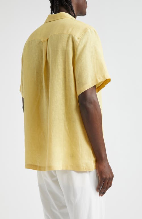 Shop De Bonne Facture Linen Camp Shirt In Pomegranate Yellow