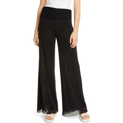 Fuzzi Mesh Wide Leg Pants, Black