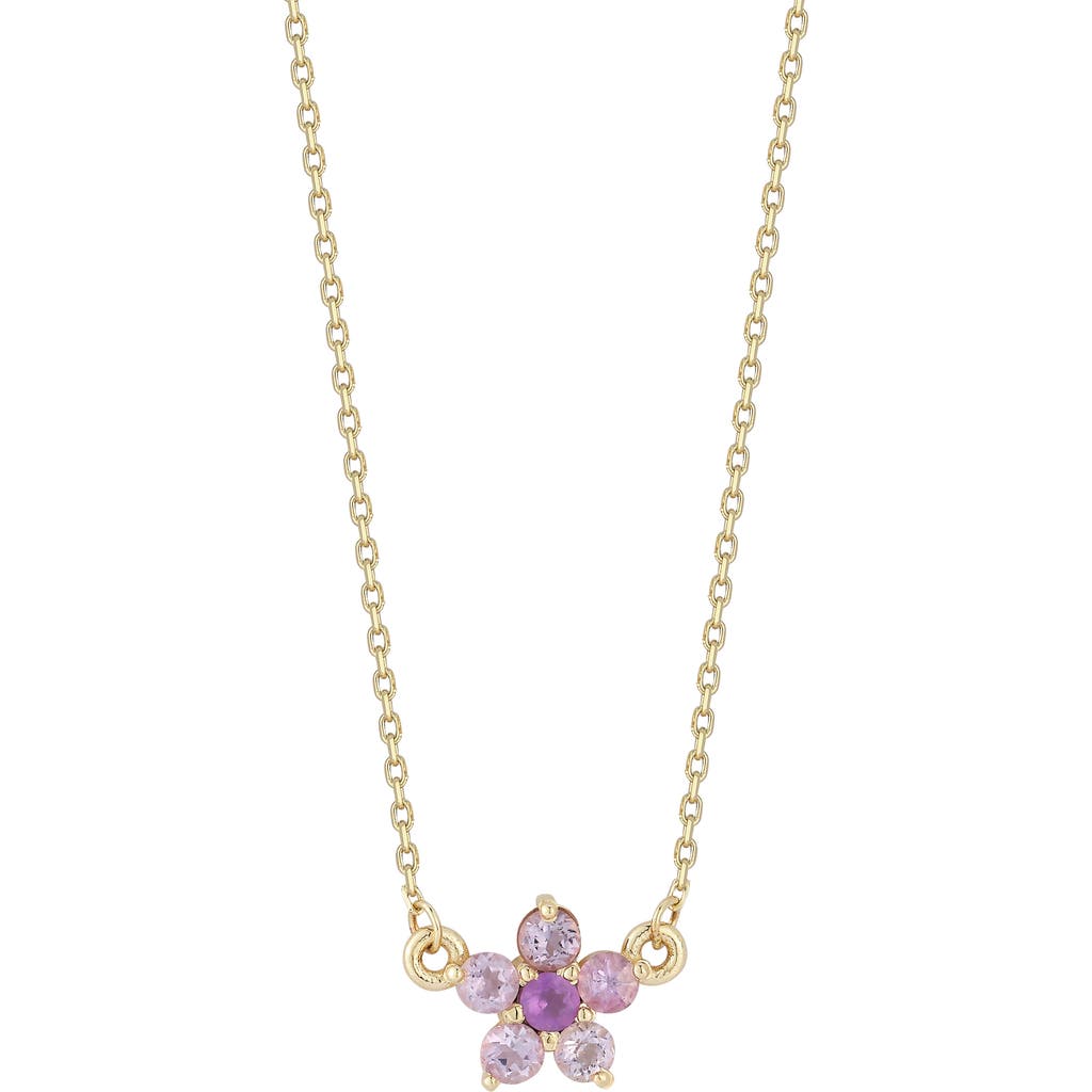 Ember Fine Jewelry Amethyst Flower Pendant Necklace In Gold