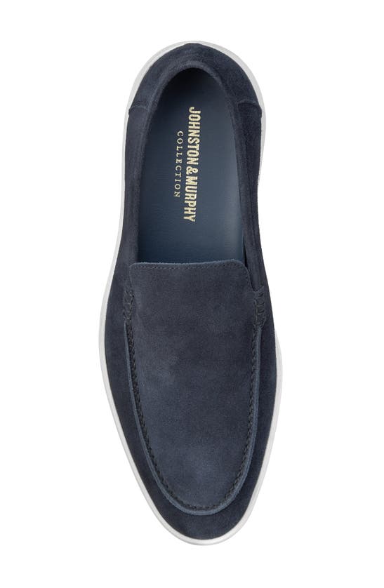 Shop Johnston & Murphy Collection Bolivar Moc Toe Slip-on Sneaker In Navy Italian Suede