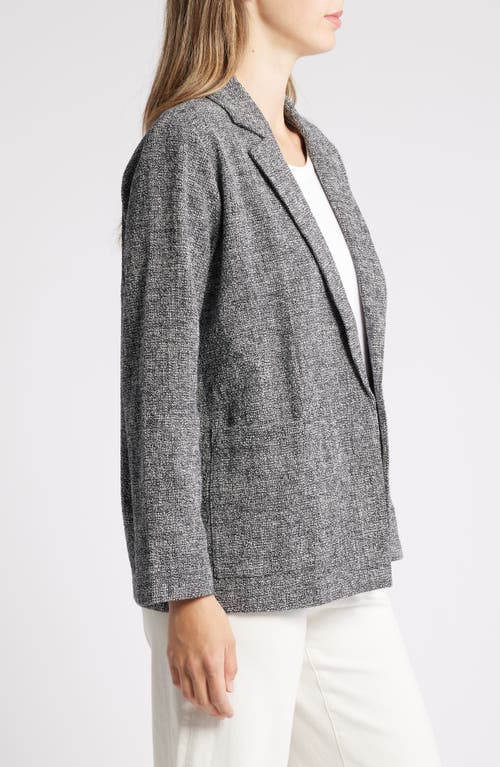 Shop Eileen Fisher Stretch Organic Cotton Longline Blazer In Black/white