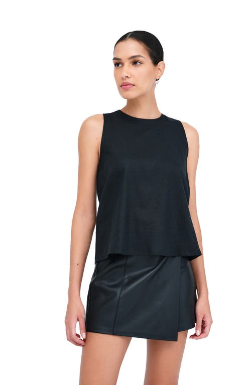 Shop Marcella Mckinley Sleeveless Linen & Cotton Top In Black