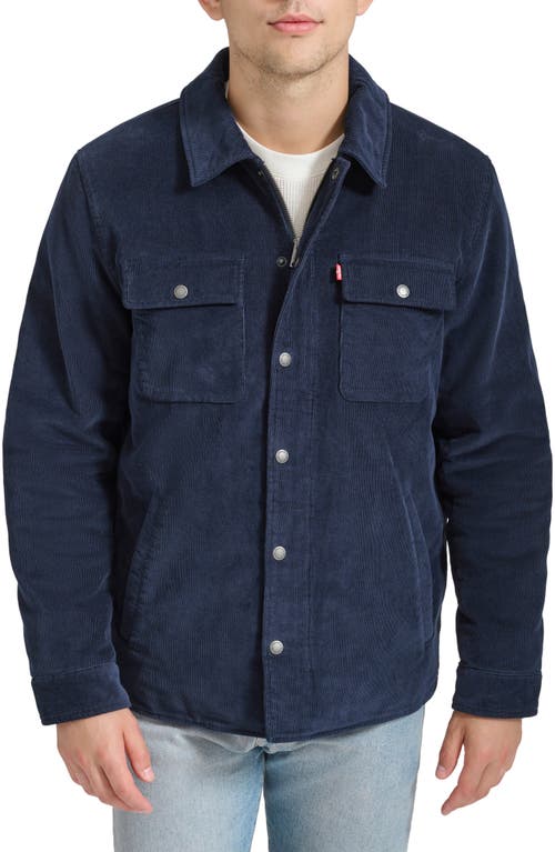 Shop Levi's Corduroy Shacket In Navy