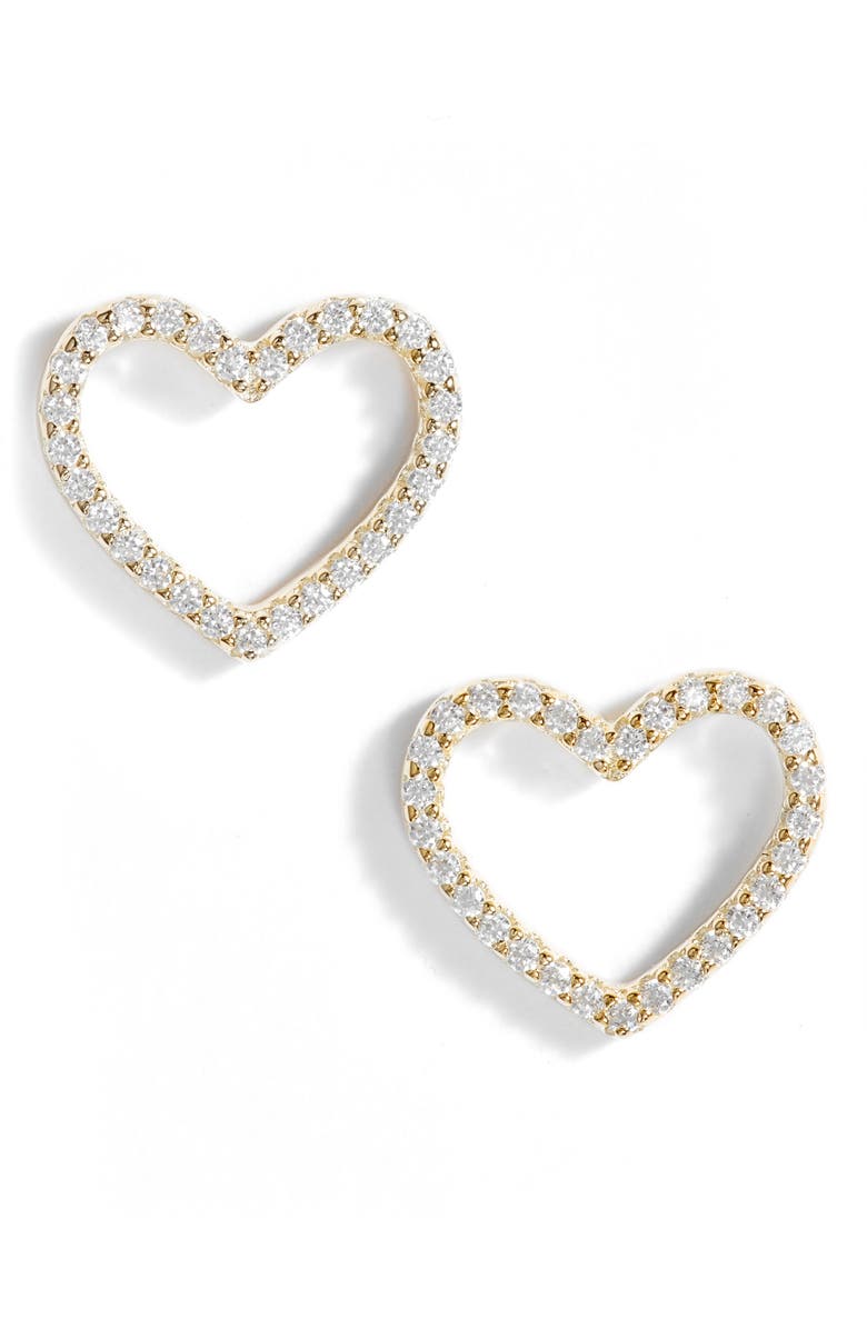 Pave heart stud earrings Clearance